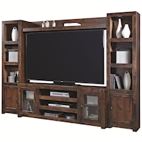 Entertainment Wall with 4 Doors and Open Shelving